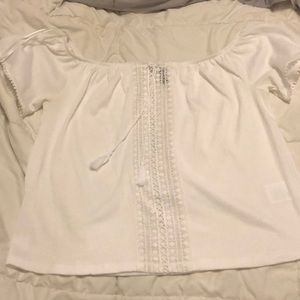 white, off shoulder top
